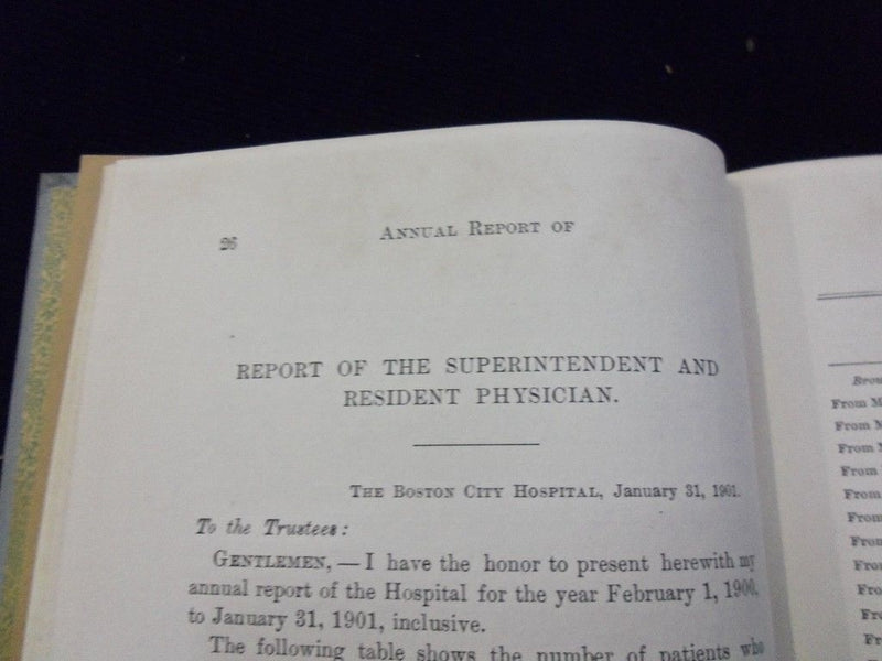 1901 37TH ANNUAL REPORT OF THE BOSTON CITY HOSPITAL BOOK MASSACHUSETTS - KD 727C
