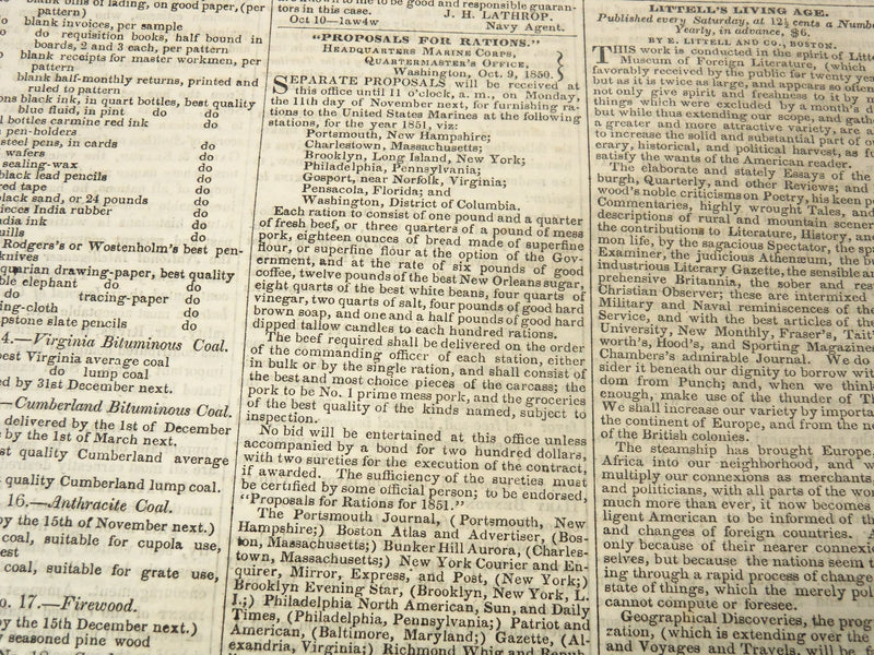 1850 THE REPUBLIC DAILY NEWSPAPER LOT OF 4 ISSUES - WASHINGTON - NP 3297L