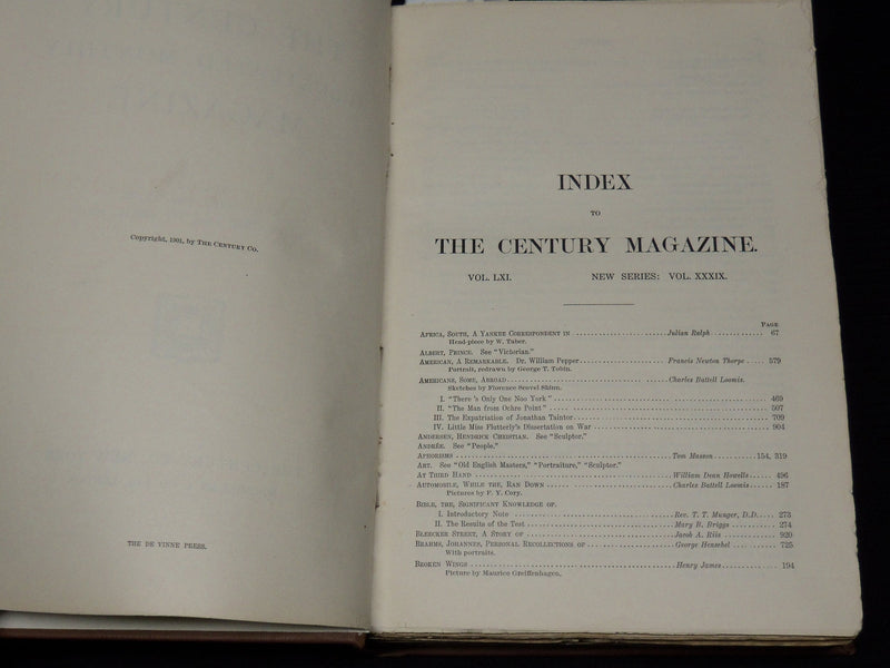 1900 NOVEMBER-1901 APRIL THE CENTURY MAGAZINE BOUND VOLUME - PARRISH - KD 2759R