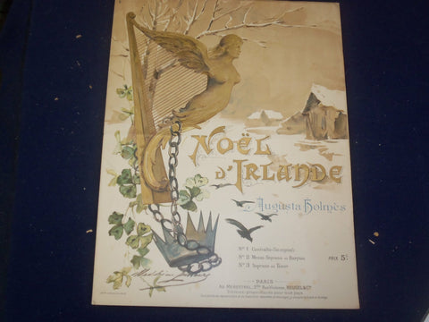 1890's NOEL D'IRLANDE SHEET MUSIC-COVER ILLUSTRATION BY MADELEINE LEMAIRE-B 6688