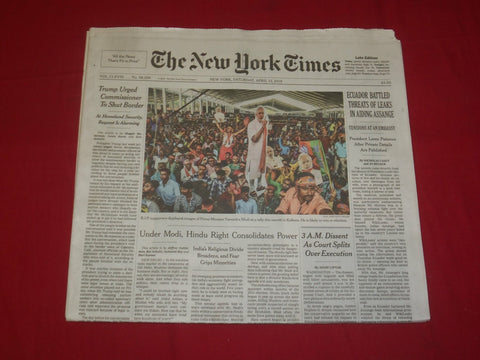 2019 APRIL 13 NEW YORK TIMES - TRUMP URGED COMMISSIONER TO SHUT BORDER