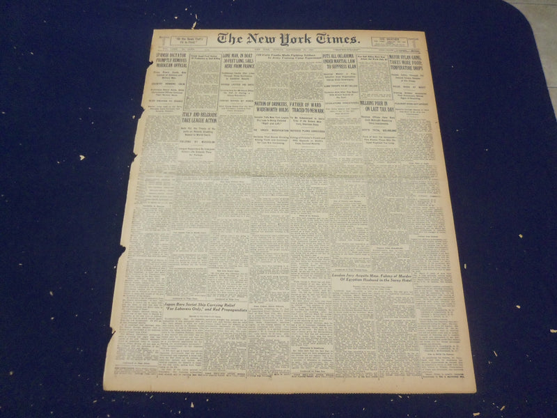 1923 SEP 16 NEW YORK TIMES- OKLAHOMA UNDER MARTIAL LAW TO SURPRESS KLAN- NT 9363