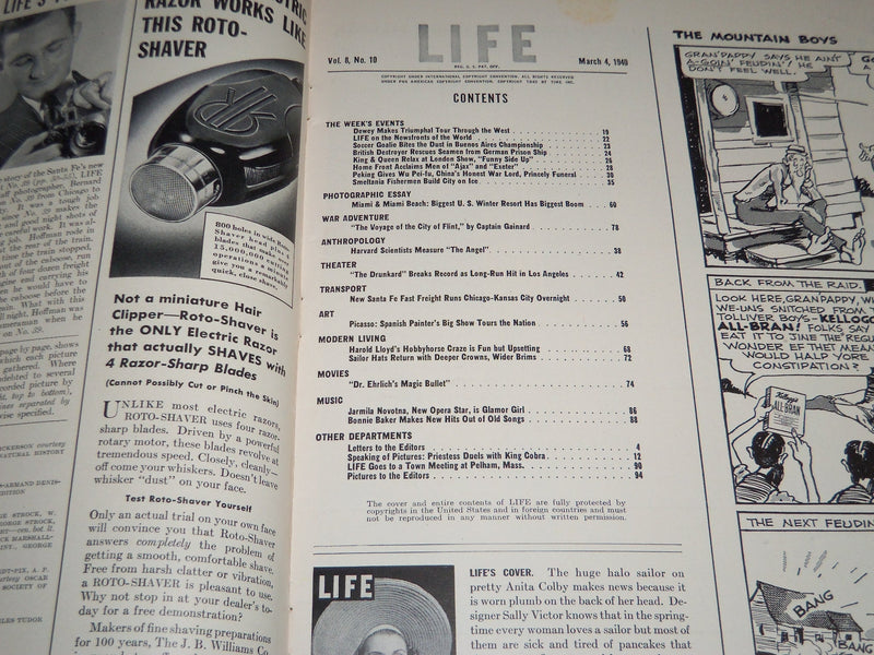 1940 MARCH 4 LIFE MAGAZINE - SPRINGTIME HATS COVER - L 172