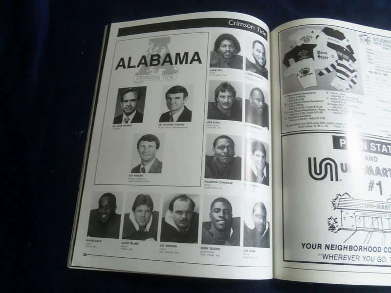 1985 OCT 12 FOOTBALL PROGRAM - PENN STATE UNIV VS UNIVERSITY ALABAMA - ST 6044ZA