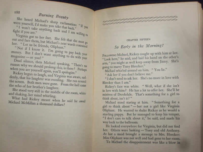 1929 BURNING BEAUTY HARDCOVER BOOK BY TEMPLE BAILEY - KD 9055