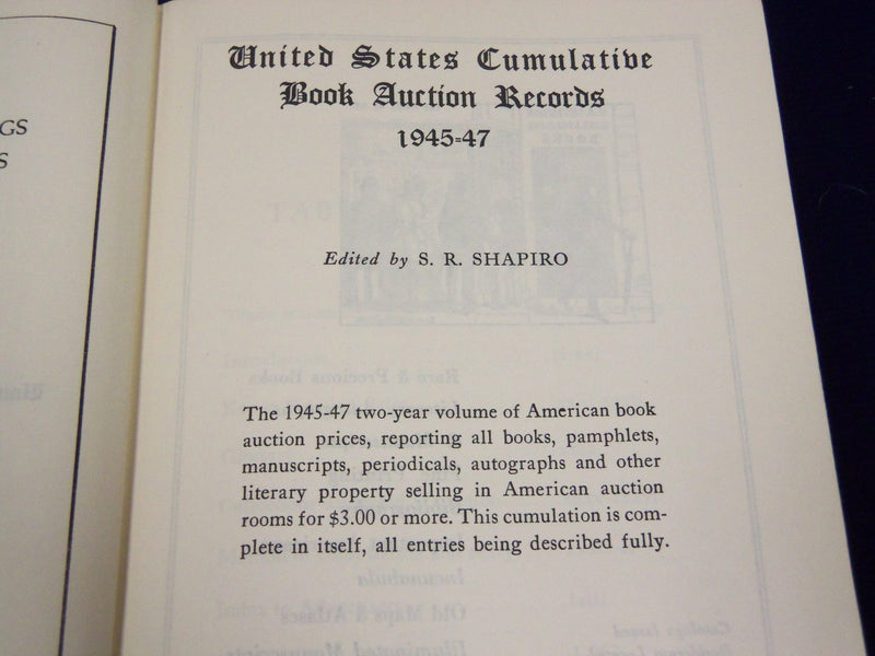 1940-1950 UNITED STATES CUMULATIVE BOOK AUCTION RECORDS LOT OF 4 - KD 1377