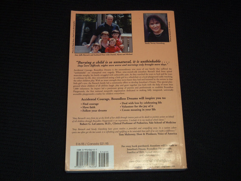 2001 ACCIDENTAL COURAGE BOUNDLESS DREAMS BOOK INSCRIBED BY BARZACH - KD 7769