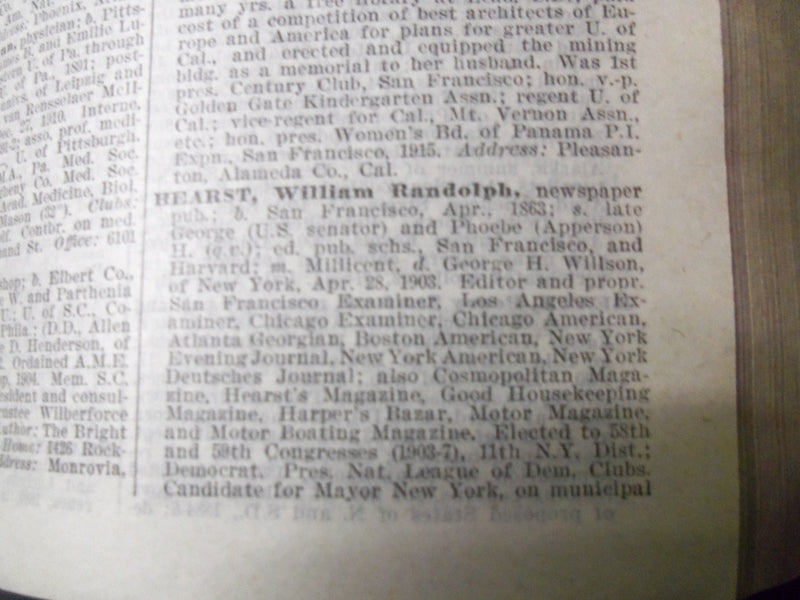 1916-1917 WHO'S WHO IN AMERICA VOLUME NO. 9 - LOAD WITH FAMOUS NAMES - KD 2175