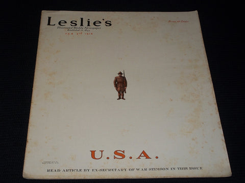 1916 FEBRUARY 3 LESLIE'S ILLUSTRATED MAGAZINE - U.S.A. COVER - E 5550