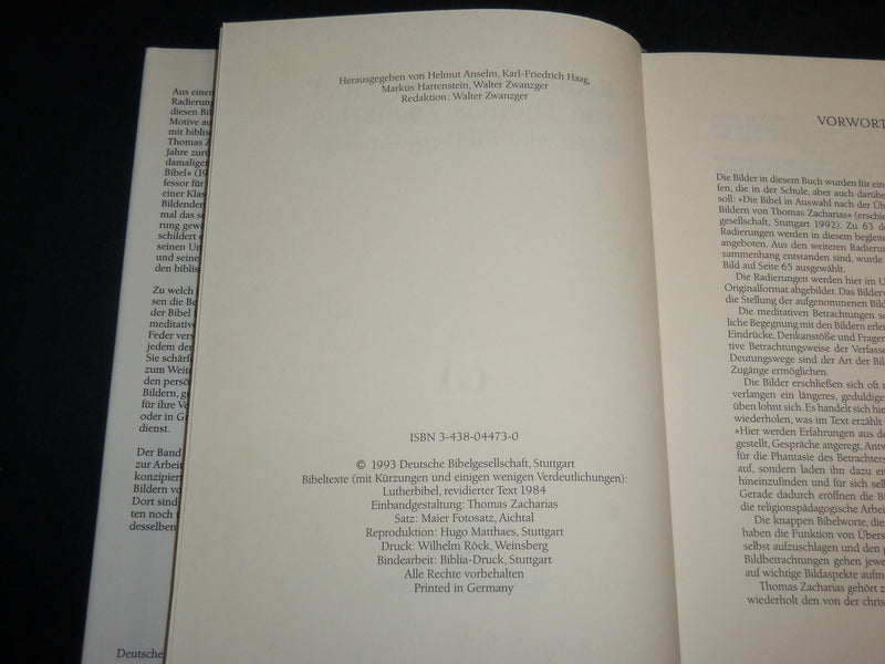 1993 RADIERUNGEN ZUR BIBEL HARDCOVER BOOK BY THOMAS ZACHARIAS - KD 7091