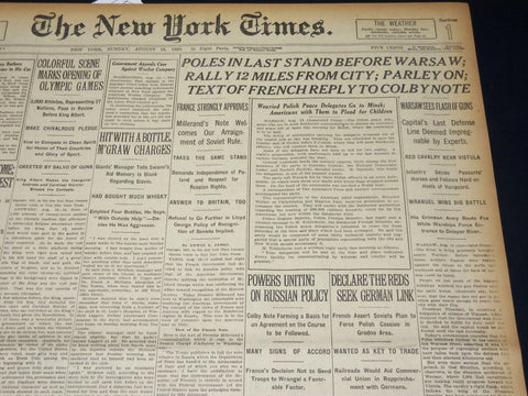 1920 AUGUST 15 NEW YORK TIMES - COLORFUL SCENE OPENING OF OLYMPIC GAMES- NT 8556