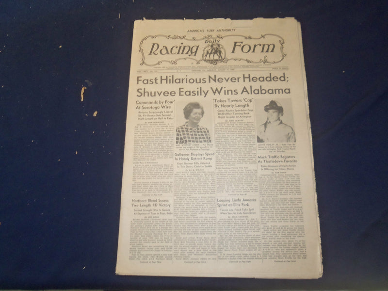 1969 AUGUST 11 THE DAILY RACING FORM - FAST HILARIOUS NEVER HEADED - NP 2534N