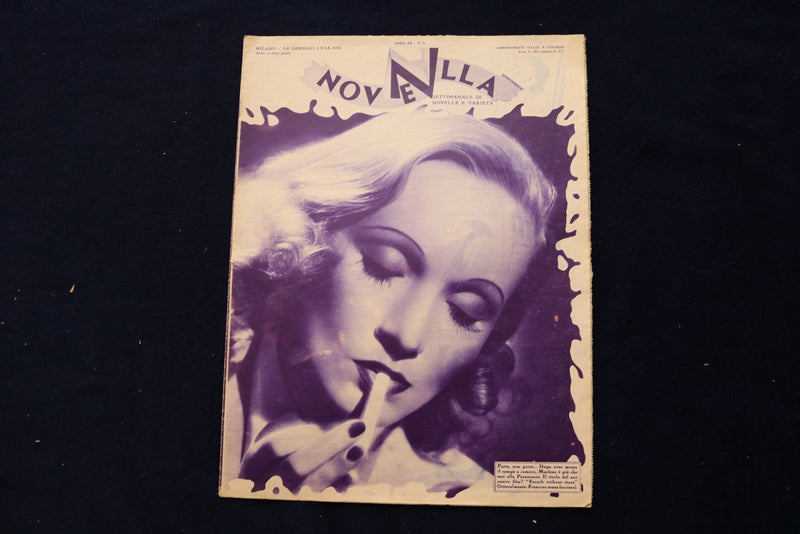 1938 JANUARY 16 NOVELLE MAGAZINE - MARLENE DIETRICH - ITALIAN COVER - E 23780
