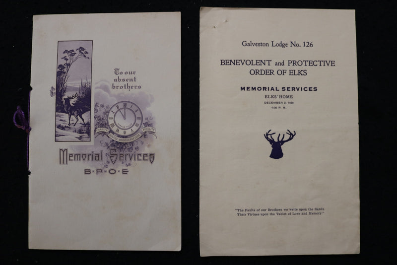 1903-1928 B.P.O. OF ELKS MEMORIAL PROGRAMS - LOT OF 17 - K 3052