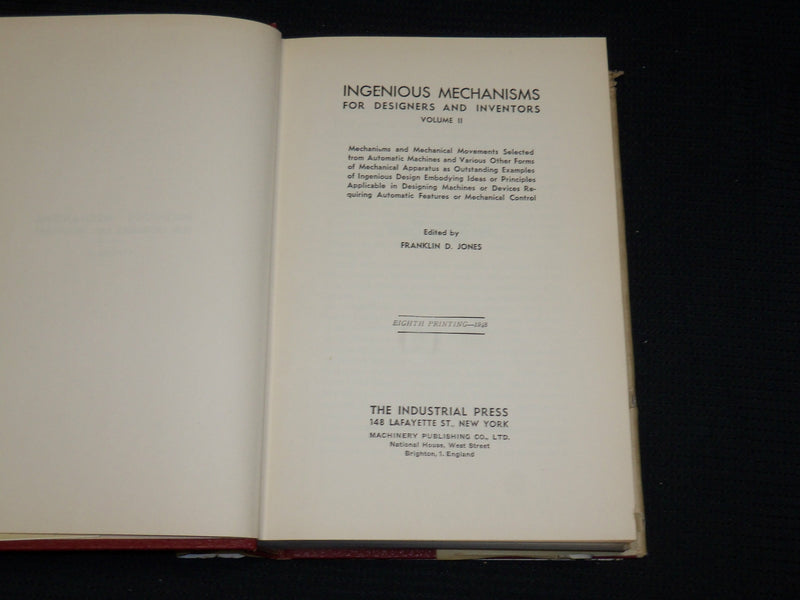 1948 INGENIOUS MECHANISMS FOR DEISGNERS AND INVENTORS VOL. 2 BOOK - KD 7326