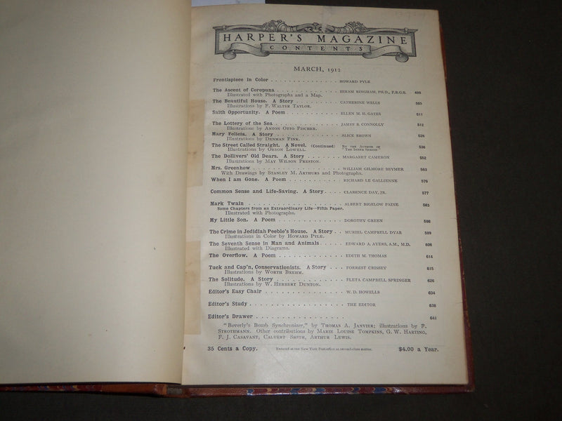 1912 MARCH-MAY HARPER'S MONTHLY MAGAZINE BOUND VOLUME - HOWARD PYLE - KD 4907