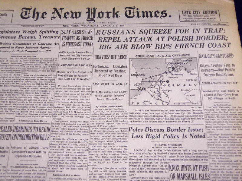 1944 JANUARY 5 NEW YORK TIMES - RUSSIANS SQUEEZE FOE IN TRAP - NT 761