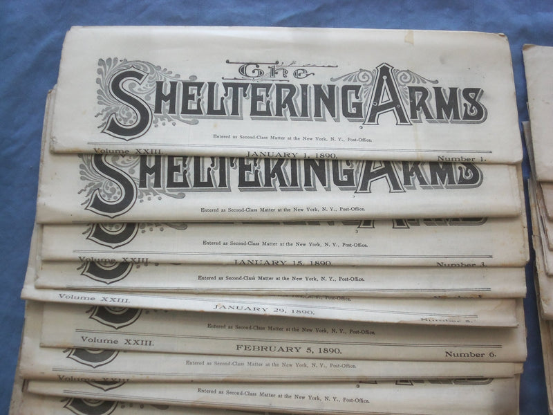 1890 THE SHELTERING ARMS NEWSPAPER - LOT OF 40 - #S 1-40 - NP 8425