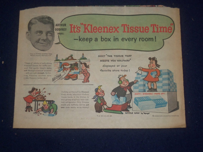 1950'S ARTHUR GODFREY KLEENEX COLOR COMICS ADS - LOT OF 2 - NP 5263