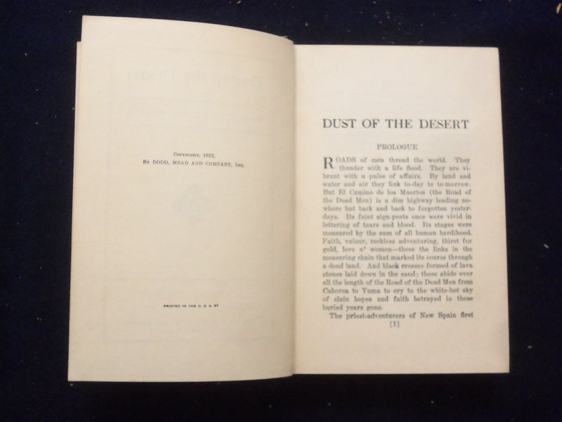 1922 DUST OF THE DESERT HARDCOVER BOOK BY ROBERT WELLES RITCHIE - KD 8378