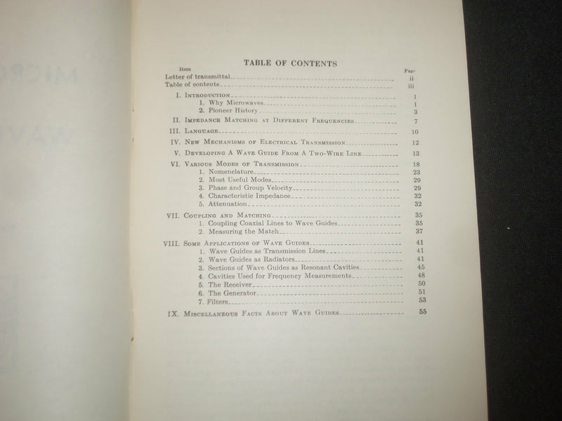 1954 MICROWAVES AND WAVE GUIDES - NAVY DEPARTMENT - J 6347