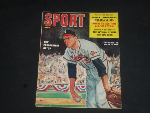 1958 MARCH SPORT MAGAZINE - LEW BURDETTE COVER - SP 8497