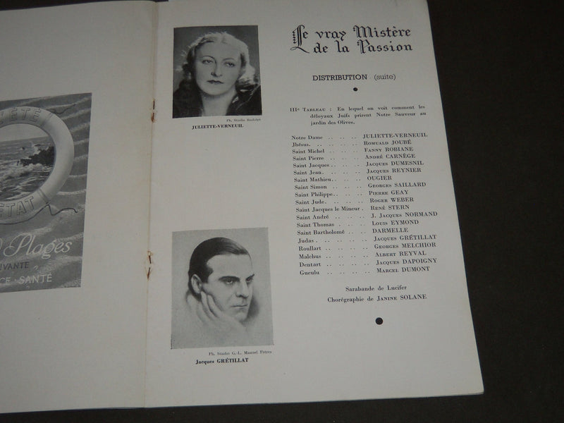 1937 JULY 30 LE VRAY MISTERE DE LA PASSION FRENCH PROGRAM - ST 5125