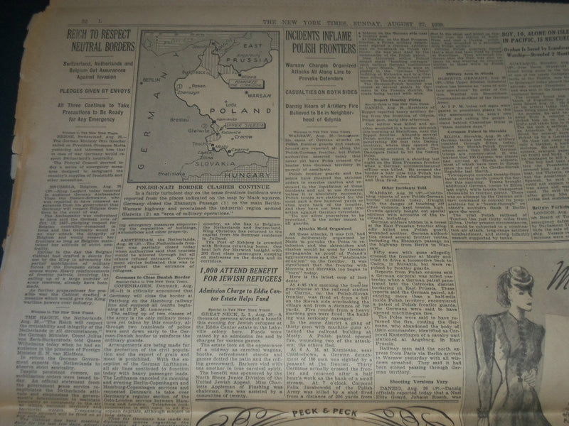1939 AUGUST 27 NEW YORK TIMES - HITLER DEMANDS BRITAIN ABANDON ALLIANCE- NP 3608