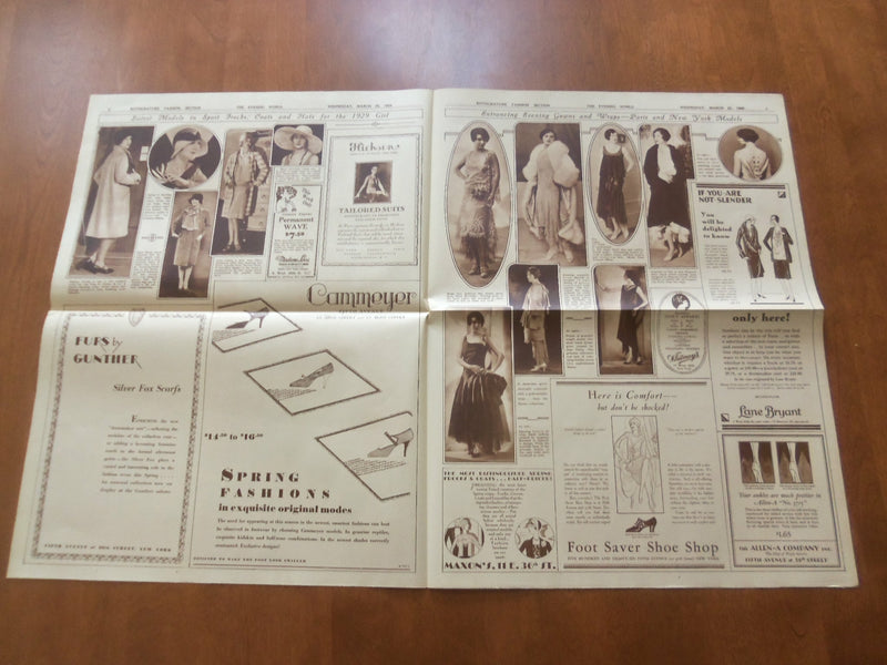 1929 MARCH 20 NEW YORK EVENING WORLD - SPRING FASHION SECTION - NP 5010
