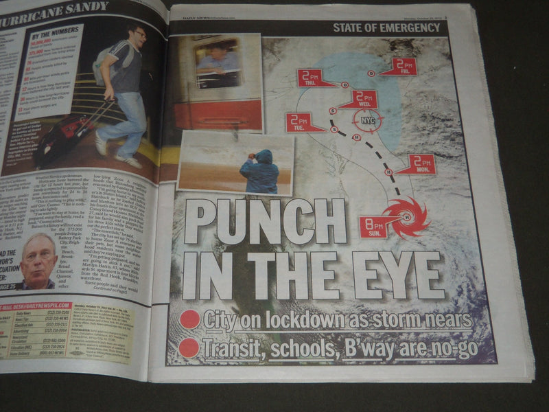 2012 OCTOBER 29 NEW YORK DAILY NEWS - CITY BRACES FOR A MONSTER - NP 2543