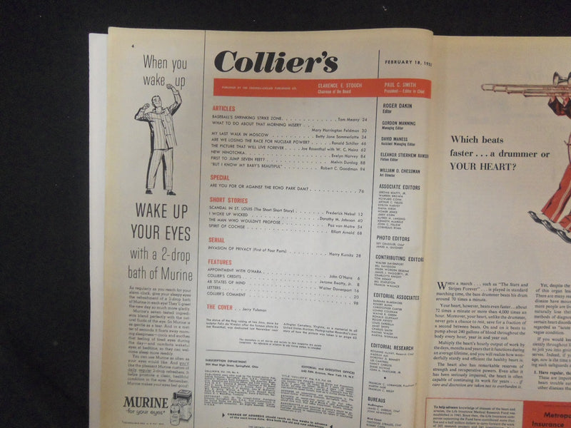 1955 FEBRUARY 18 COLLIER'S MAGAZINE - IWO JIMA FLAG RAISING COVER - ST 4525