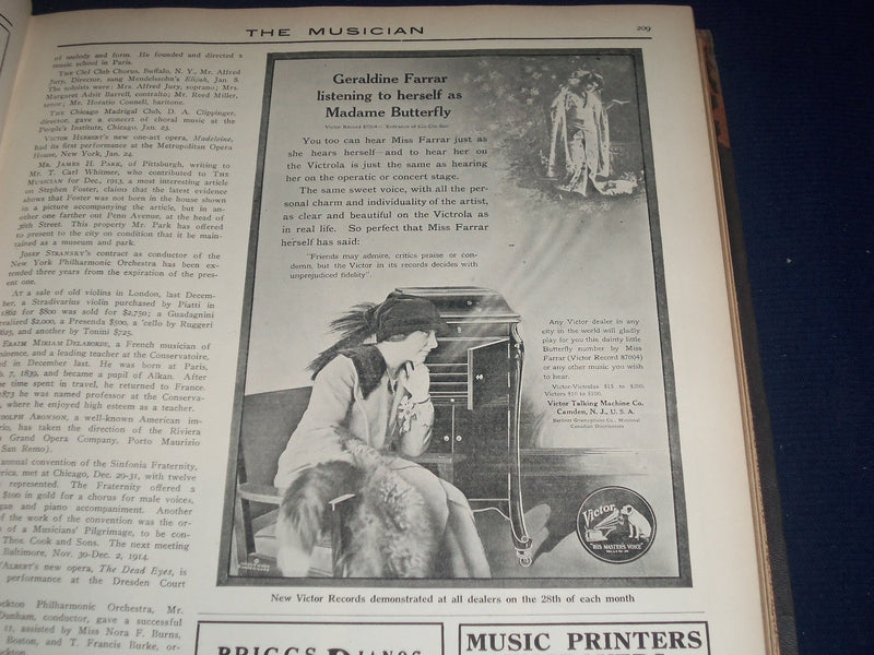 1914 JANUARY-DECEMBER THE MUSICIAN BOUND VOL NO. 19 - GREAT PHOTOS/ADS - KD 1962