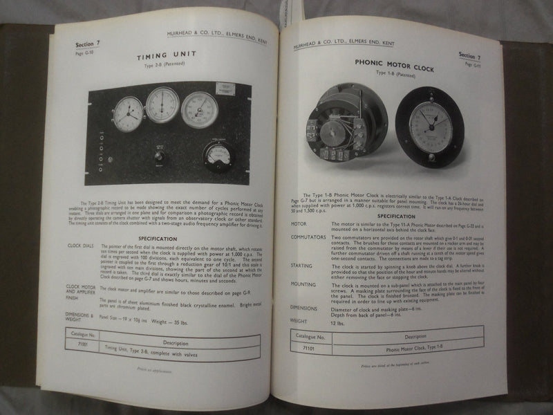 1935 MUIRHEAD & CO. LTD EQUIPMENT CATALOG - PUBLISHED IN UNITED KINGDOM - K 258