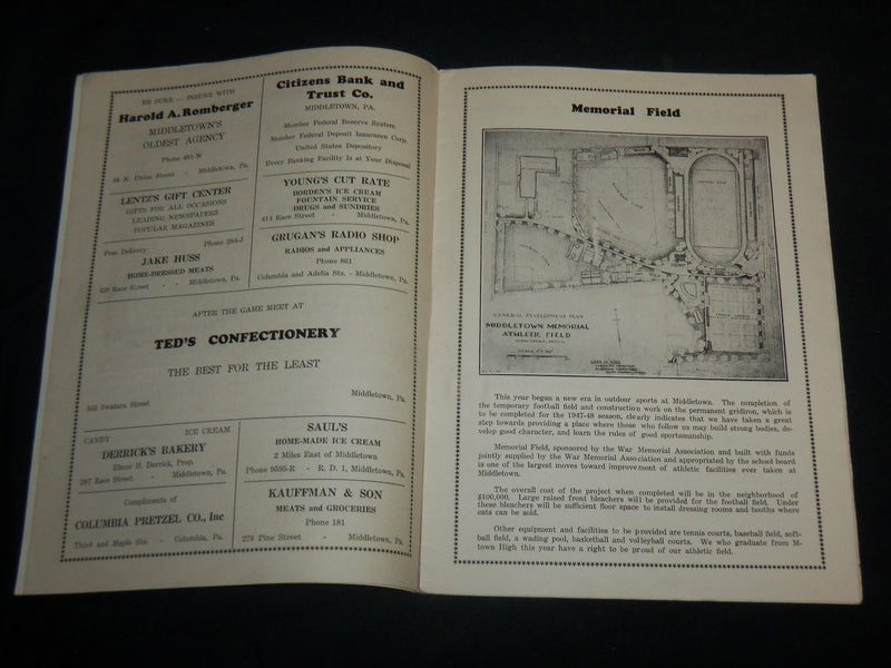 1947 HARRISBURG PA HIGH SCHOOL FOOTBALL PROGRAMS LOT OF 2 ISSUES - J 6777