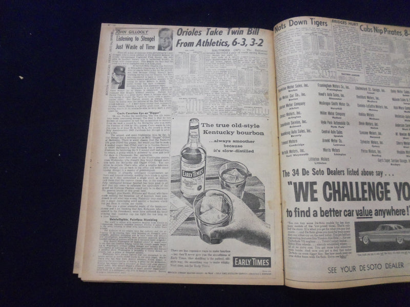 1958 JULY 11 BOSTON DAILY RECORD NEWSPAPER-GOLDFINE DARES THREAT OF JAIL-NP 6353