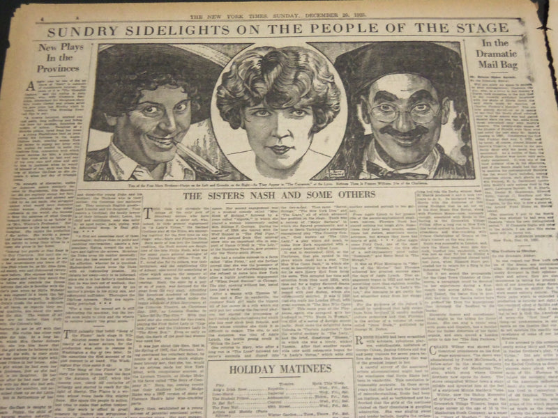 1925 DEC 20 NY TIMES DRAMA SECTION - 100 NEEDIEST CASES - NEYSA MCMEIN - NT 7066