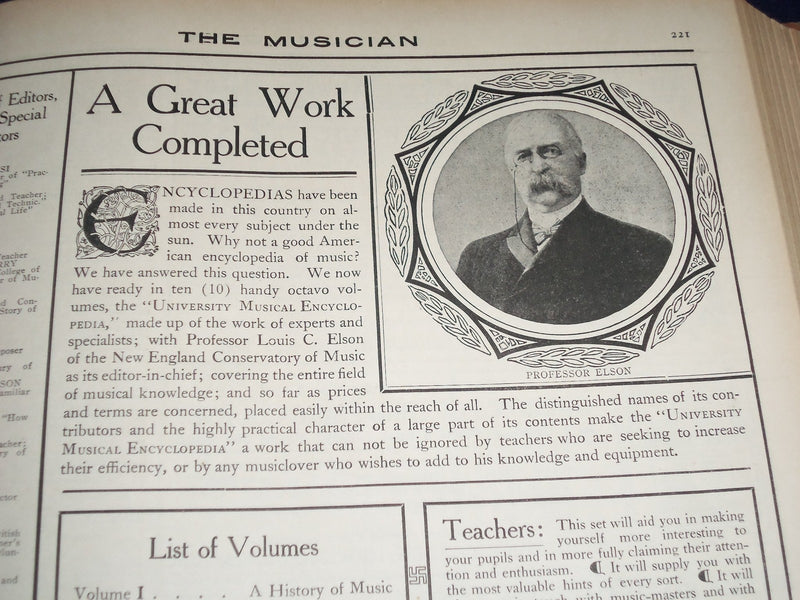 1912 THE MUSICIAN BOUND VOLUME NO. 17 PART 1 - GREAT PHOTOS & ADS - KD 2287