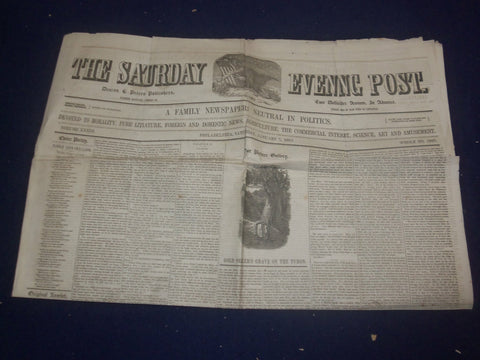 1854 JAN 7 THE SATURDAY EVENING POST NEWSPAPER -CHRISTMAS BY H.B. STOWE- NP 5060