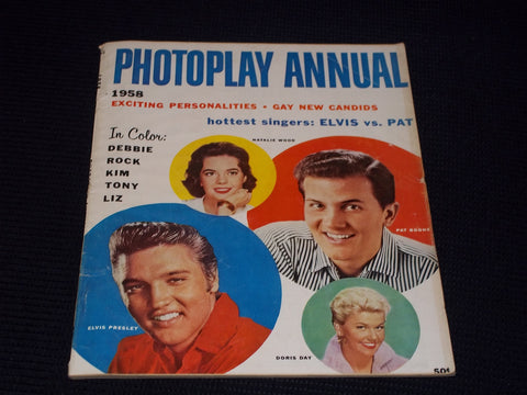 1958 ANNUAL PHOTOPLAY MAGAZINE - NATALIE WOOD PAT BOONE FRONT COVER - E 16658