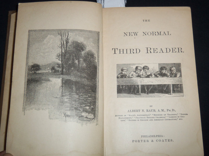 1884 THE NEW NORMAL THIRD READER VOLUME BY ALBERT RAUB LOT OF 2 - KD 4814U