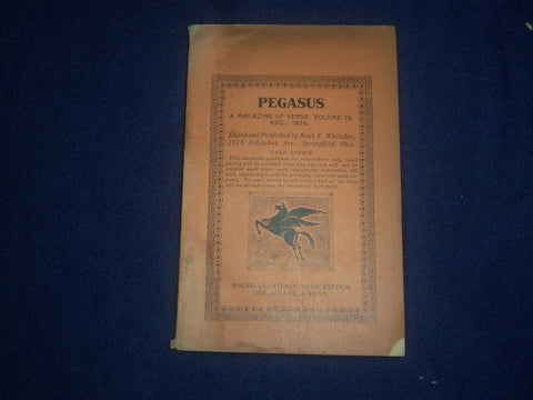 1928 AUGUST PEGASUS MAGAZINE OF VERSE - J 6408