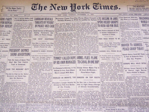 1930 NOV 11 NEW YORK TIMES - TUNNEY CALLED DUPE OF HIS OWN MANAGER - NT 1553