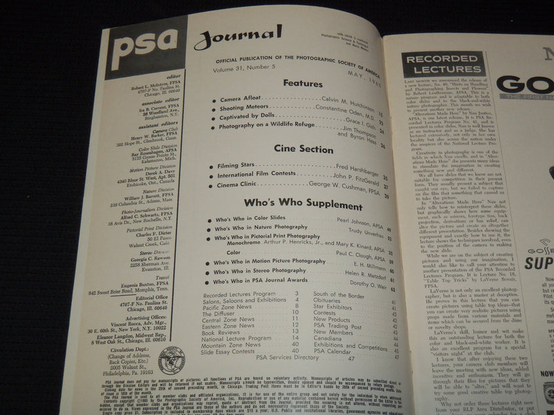 1965-1969 PSA JOURNAL MAGAZINE LOT OF 4 - PHOTOGRAPHIC SOCIETY AMERICA - O 2596N