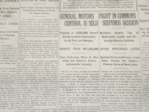 1920 NOVEMBER 23 NEW YORK TIMES - GENERAL MOTORS CONTROL IS SOLD - NT 8463