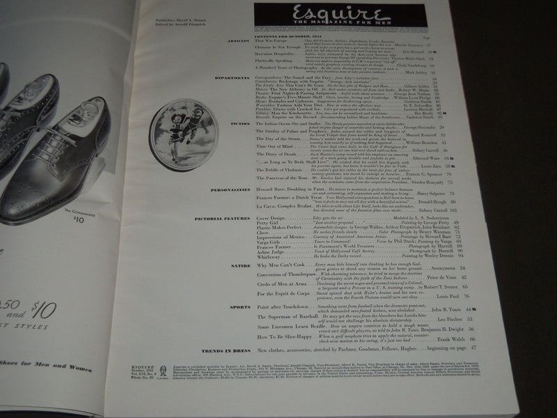 1941 OCTOBER ESQUIRE MAGZINE - VARGAS & PETTY ILLUSTRATIONS - ADS - ST 5044