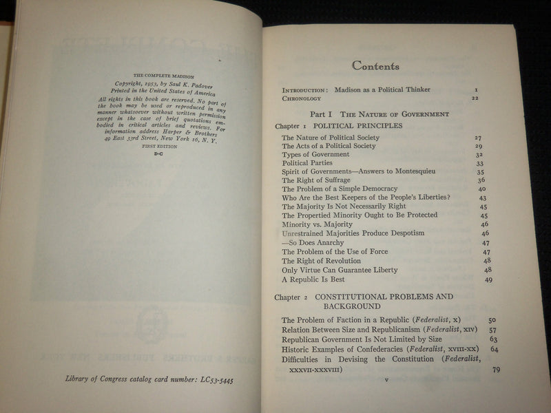 1953 THE COMPLETE MADISON HARDCOVER BOOK BY SAUL K. PADOVER - KD 7481