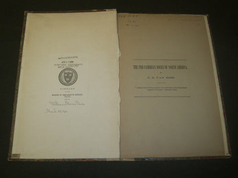 1891 THE PRE-CAMBRIAN ROCKS OF NORTH AMERICA BY C. R. VAN HISE - J 5160