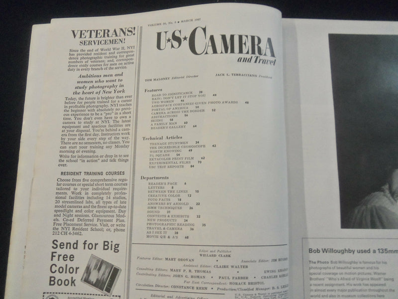 1967 MARCH U.S CAMERA AND TRAVEL MAGAZINE - GREAT COVER, PHOTOS & ADS - SP 4713X