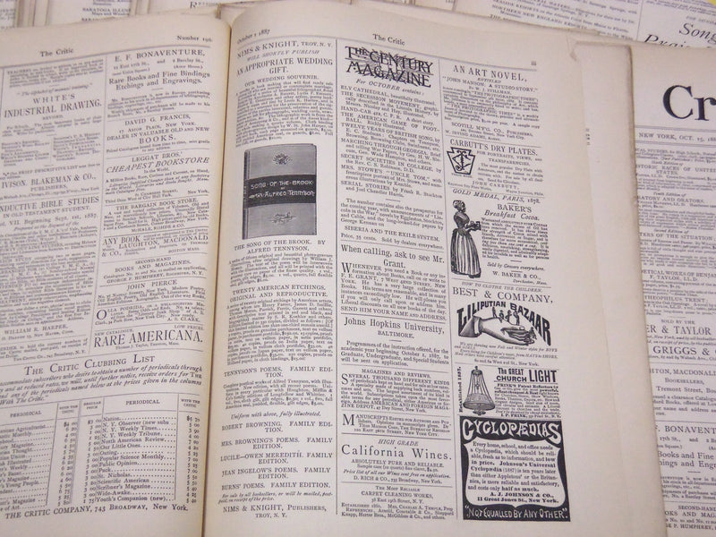 1887 THE CRITIC MAGAZINE LOT OF 49 ISSUES - GREAT REVIEWS & ARTICLES - WR 799