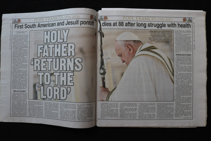 2025 APRIL 22 NEW YORK POST NEWSPAPER - DEATH OF POPE FRANCIS 1936-2025